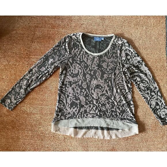 SIMPLY VERA VERA WANG (Size S) Top Gray & Dusty Rose Velvet Burnout Shirt XL - Picture 1 of 9